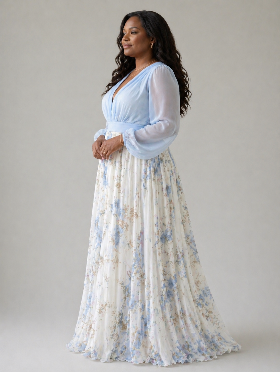 Floral Print Short-Sleeve Maxi Dress