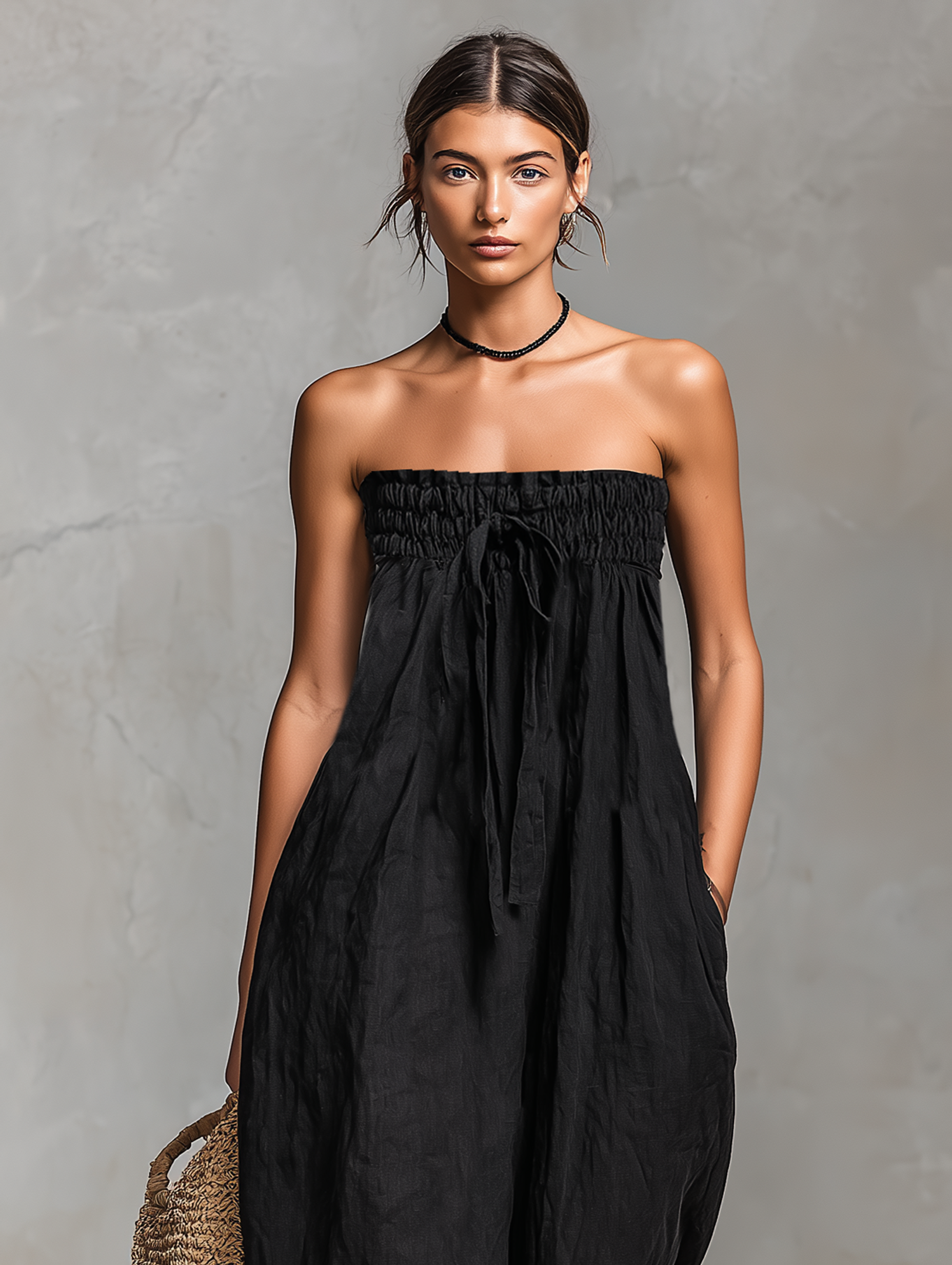 Noelle | Linen-Blend Strapless Jumpsuit