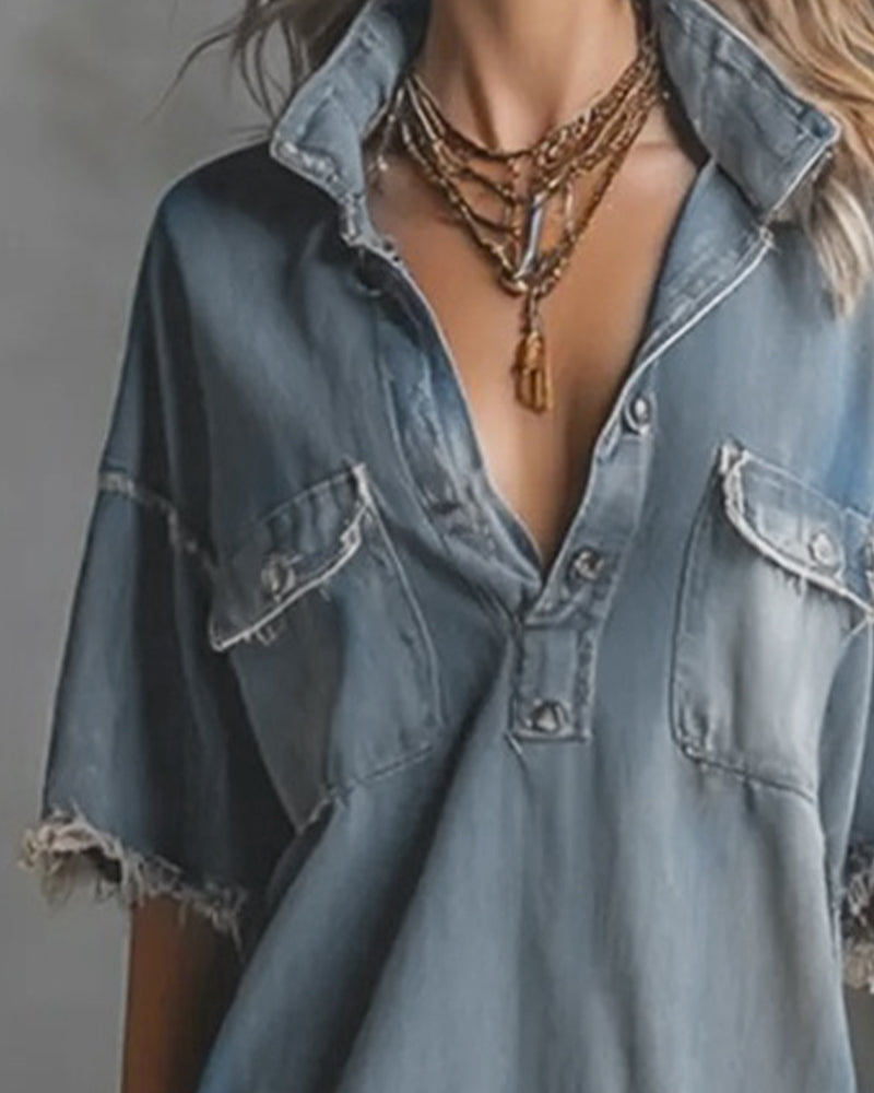 Casual Denim Lapel Dress