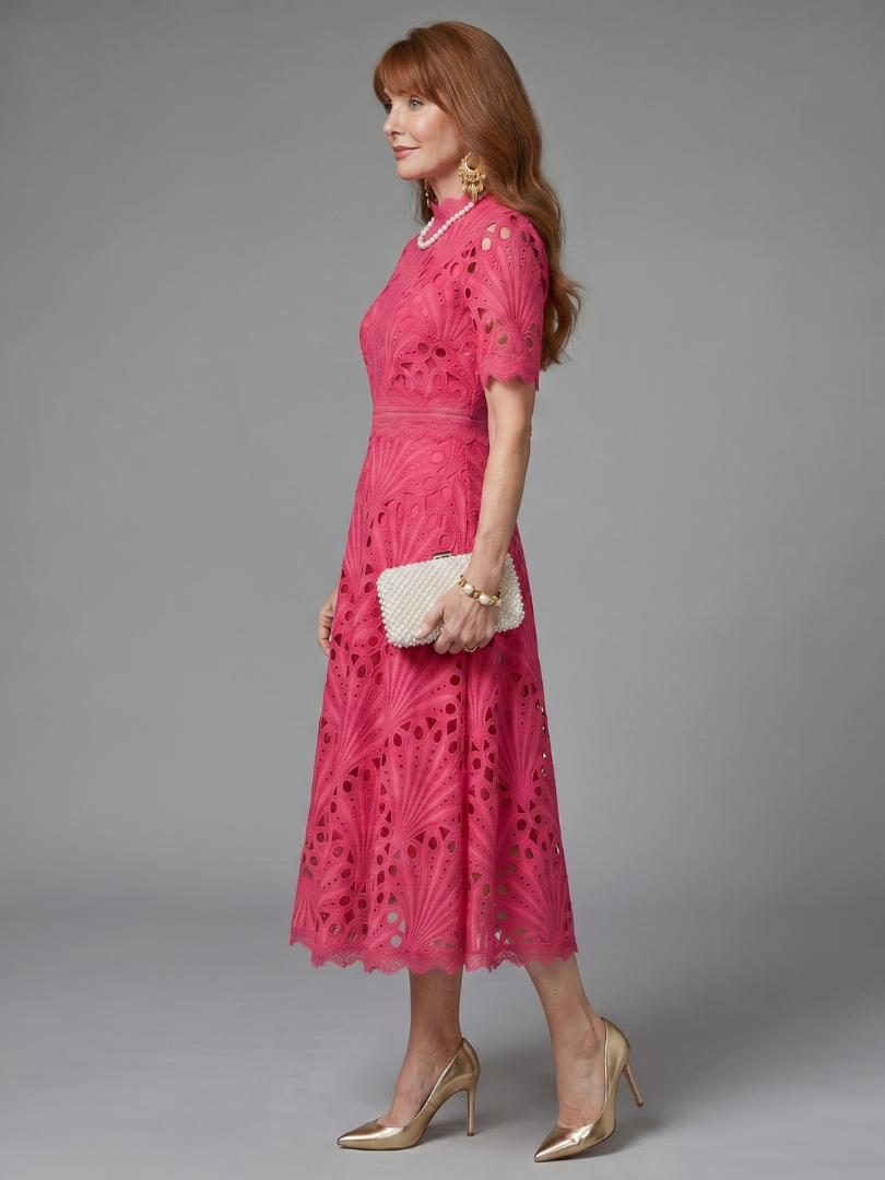 Maya | Eyelet Lace Midi Dress