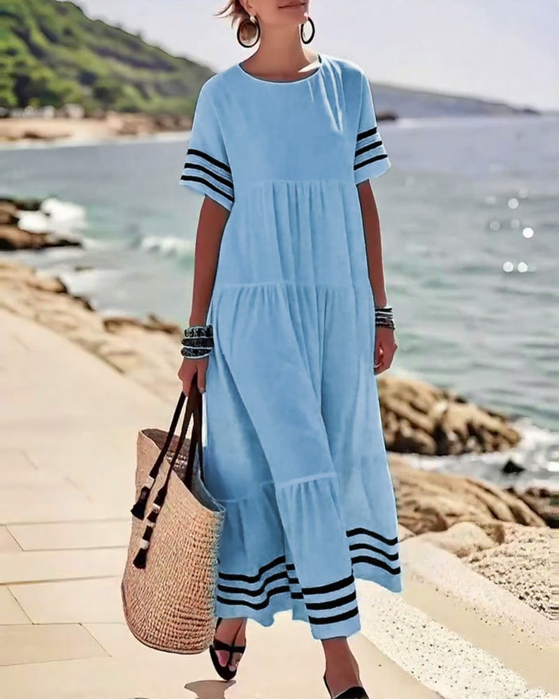 Sienna | Cotton-Blend Colorblock Midi Dress