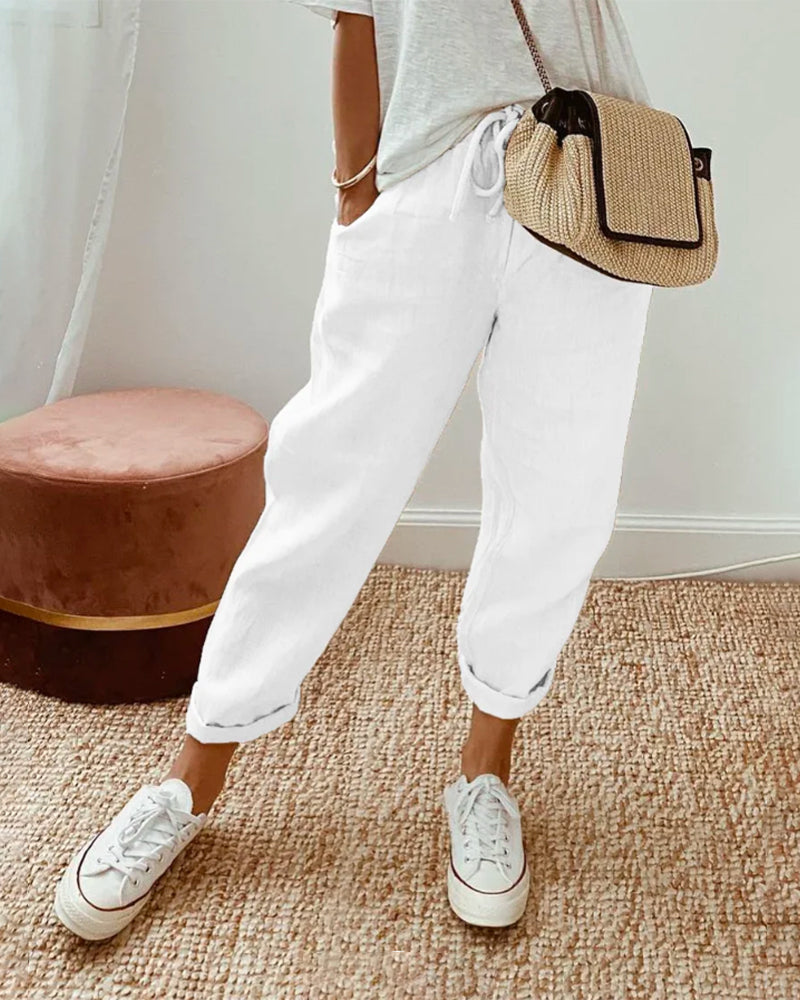 Maya | Cotton Mid-Waist Pants