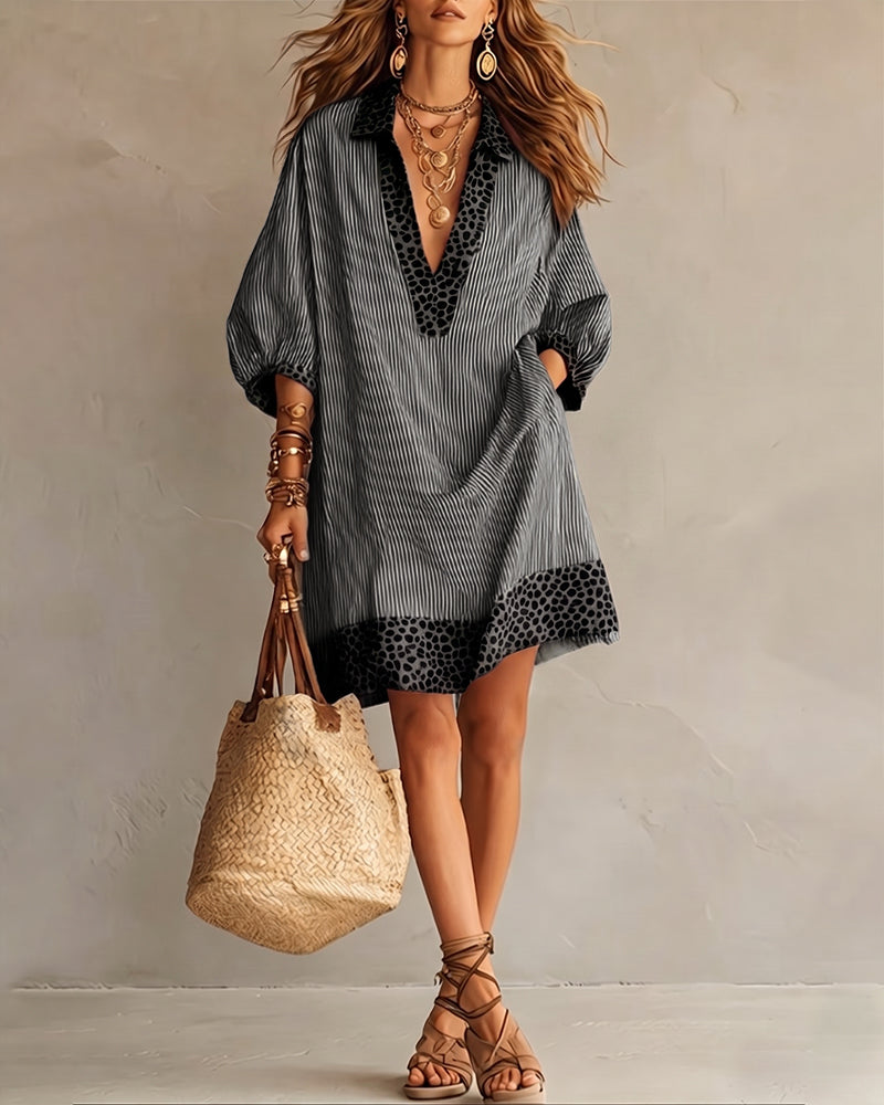 Imani | Shirt Dress with Leopard-Print Panel