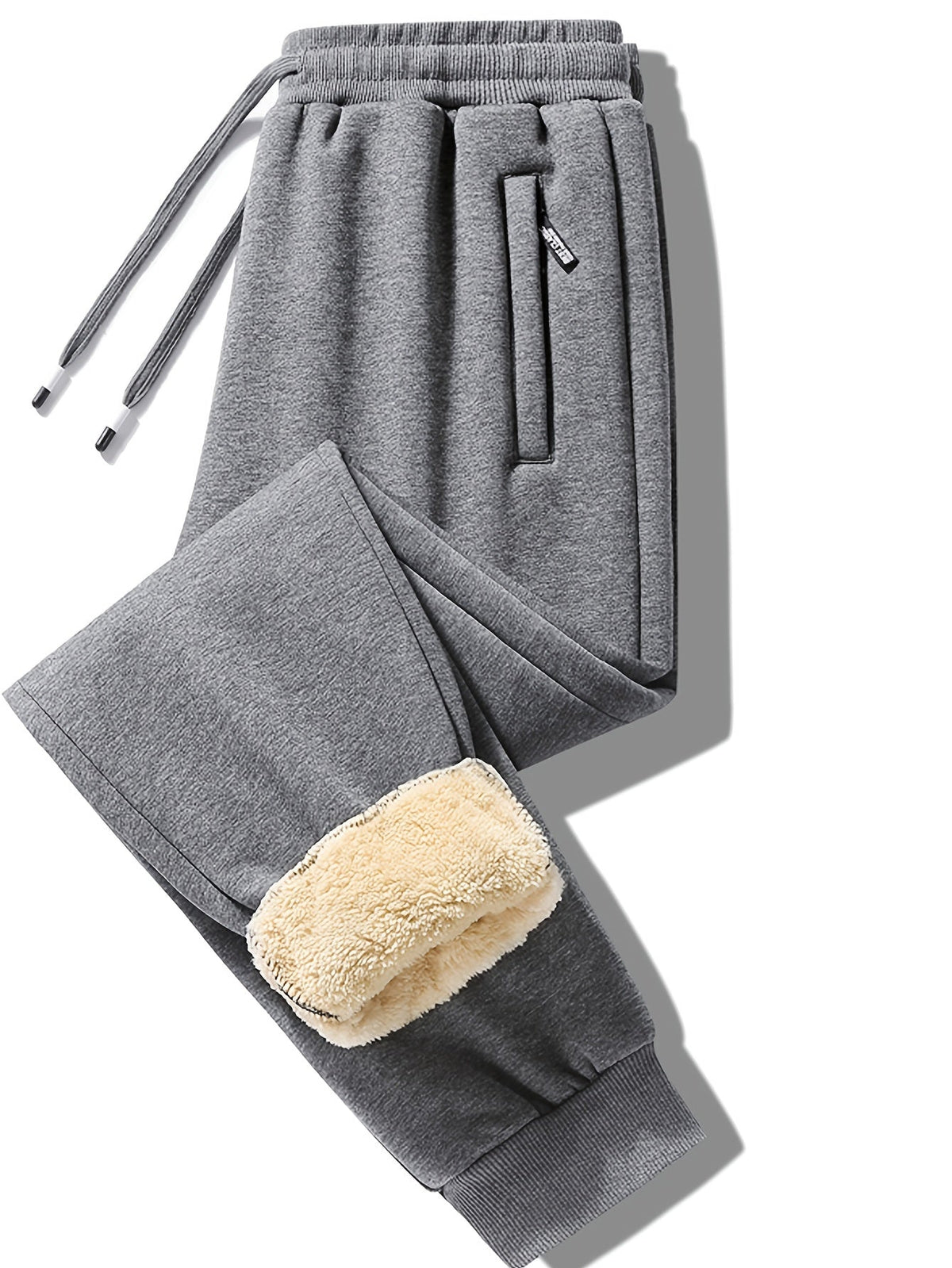 Men’s Fleece-Lined Jogger Trousers – Warm Tapered Sweatpants with Elasticated Waist and Cuffed Ankles