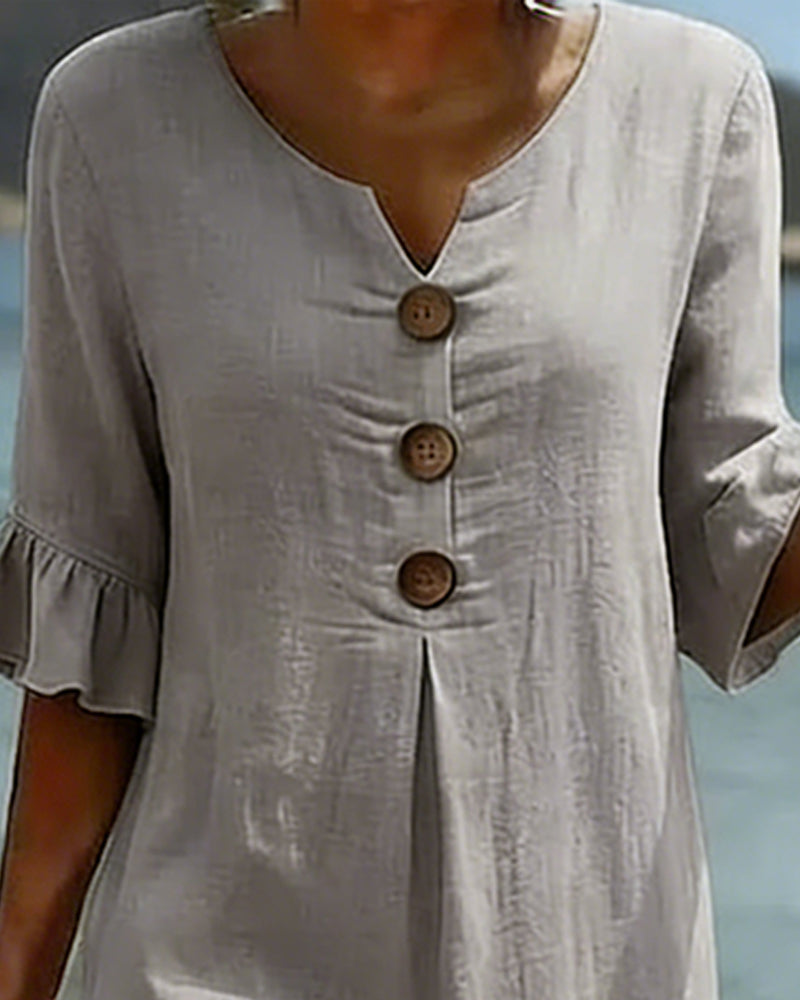 Maya | Cotton Ruffled-Sleeve Dress