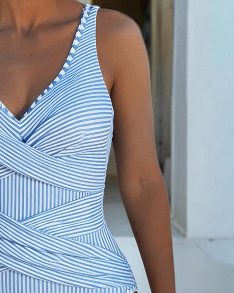 Brielle | One-Piece Swimsuit, Striped V-Neck