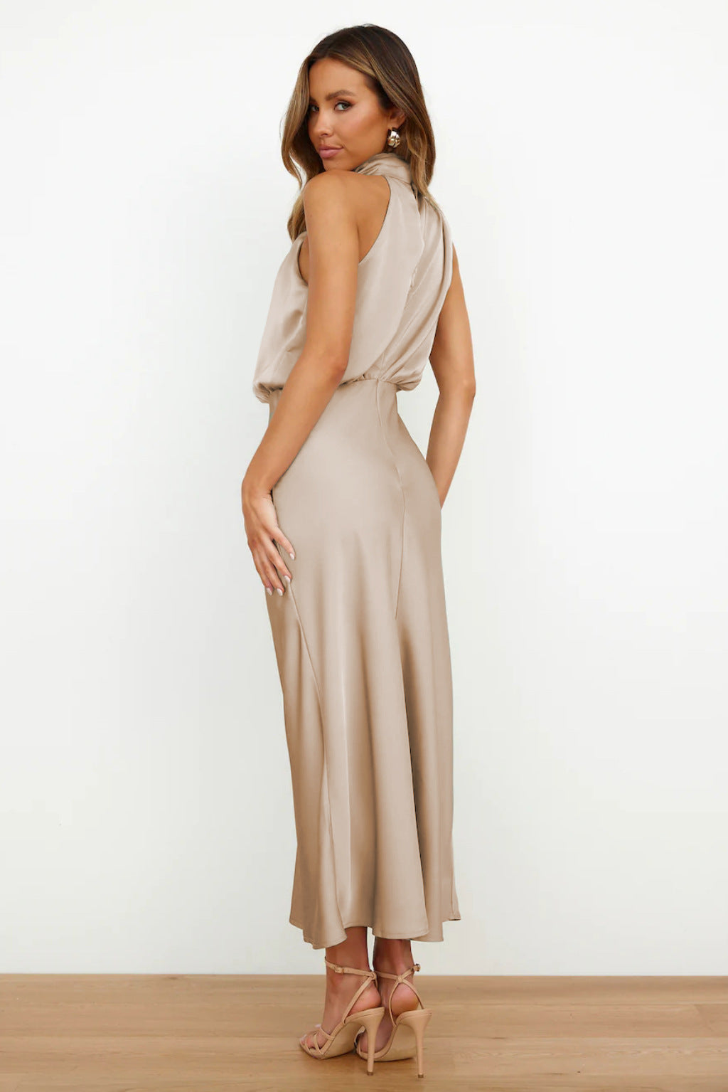 Naomi | High-Neck Draped Maxi Dress