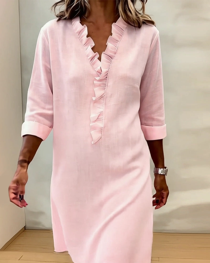Naomi | Ruffled V-Neck Dress