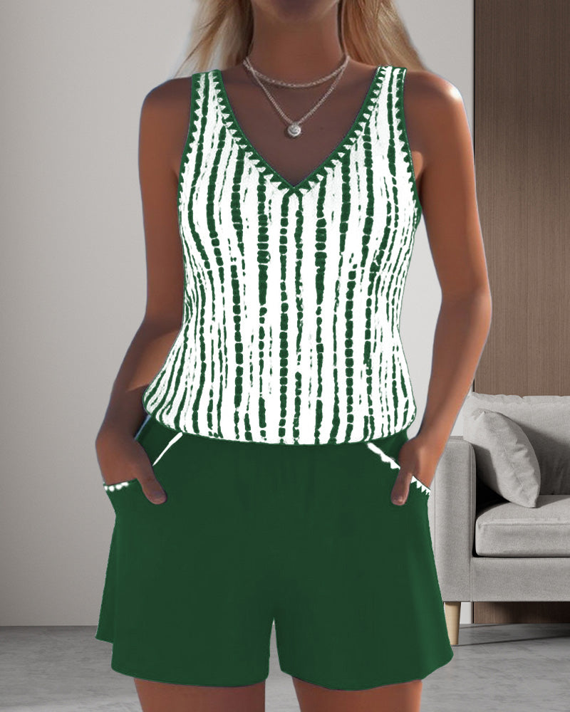 Naomi | Polyester-Elastane V-Neck Tankini Set