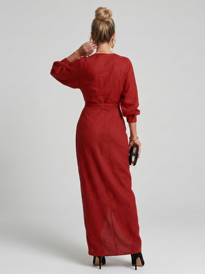 Monica | Long-Sleeve Wrap Midi Dress