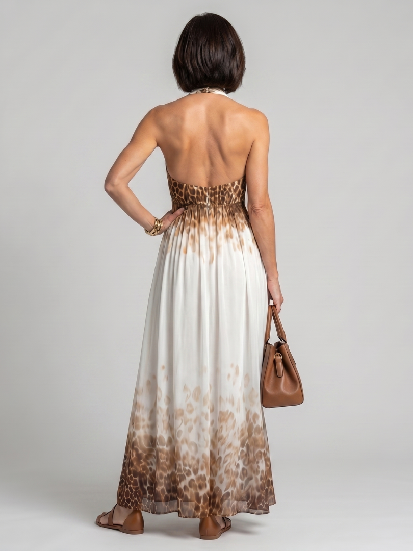 Long-Sleeve Pleated Floral Midi Dress