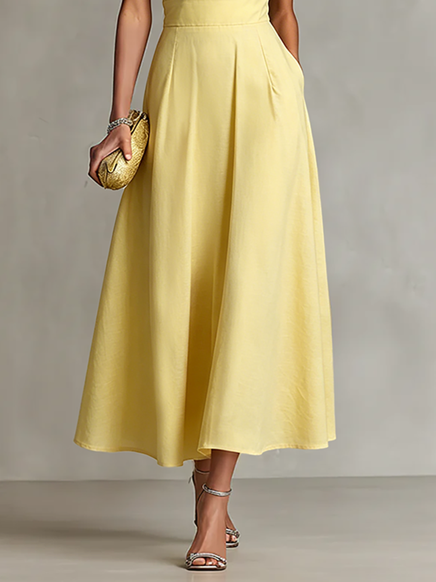 Maya | Linen One-Shoulder Midi Dress