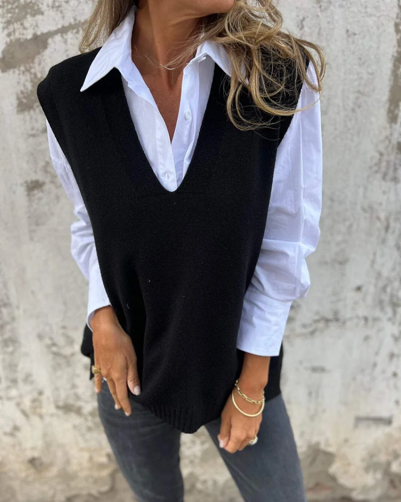 Reagan | V-Neck Sleeveless Knit Vest