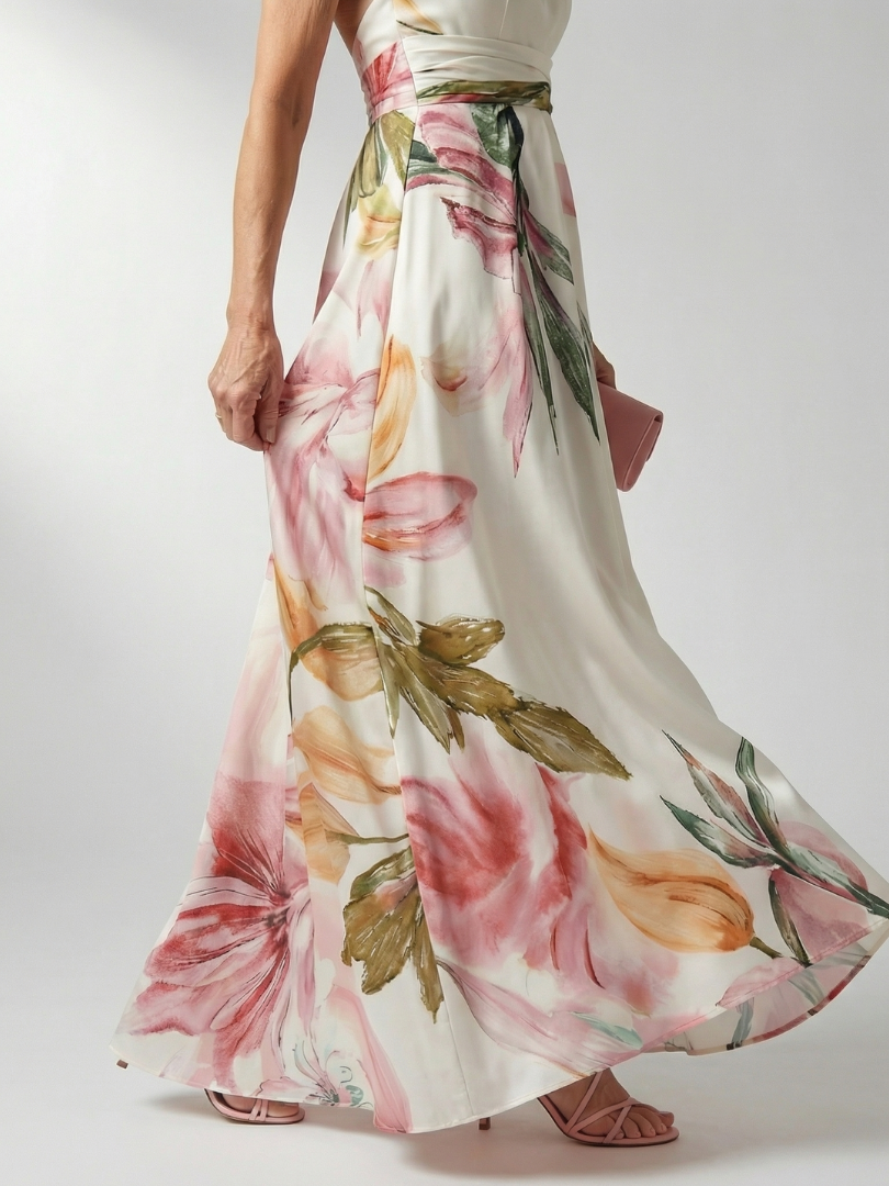 Camila | Halter Maxi Dress - Lightweight Floral