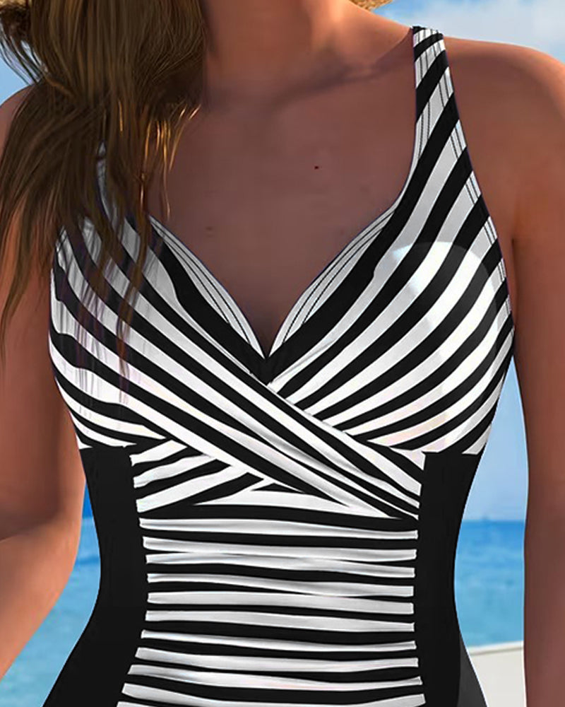 Harper | One-Piece Swimsuit with Color-Block Stripes