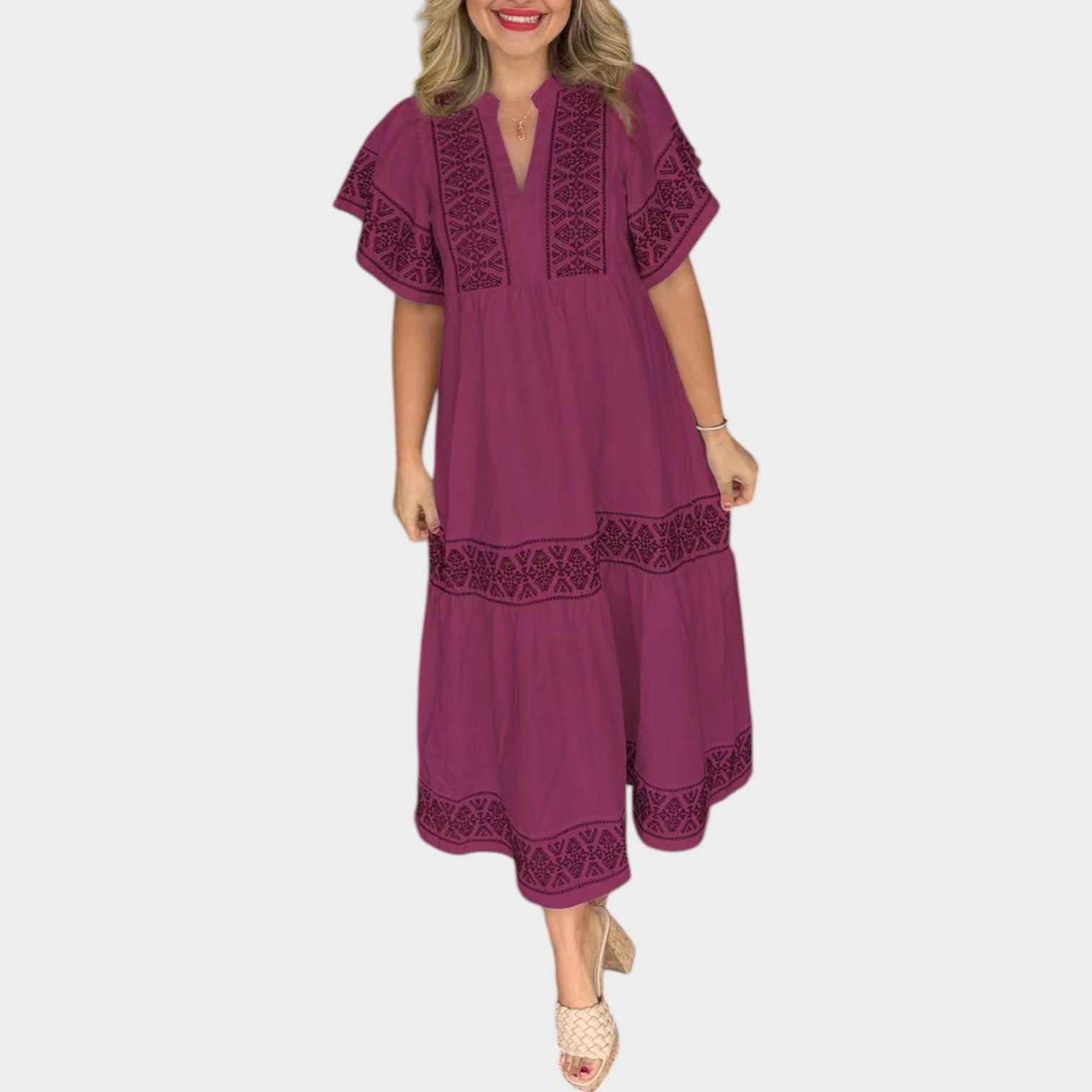 Harper | Embroidered Midi Dress