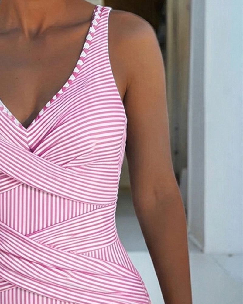 Brielle | One-Piece Swimsuit, Striped V-Neck