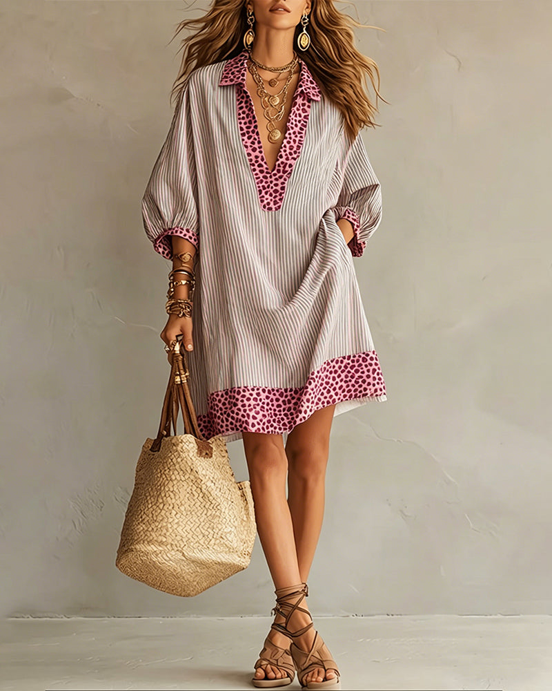 Imani | Shirt Dress with Leopard-Print Panel