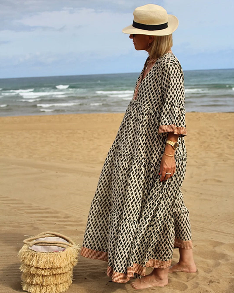 Diamond Pattern Dress with Loose Fit