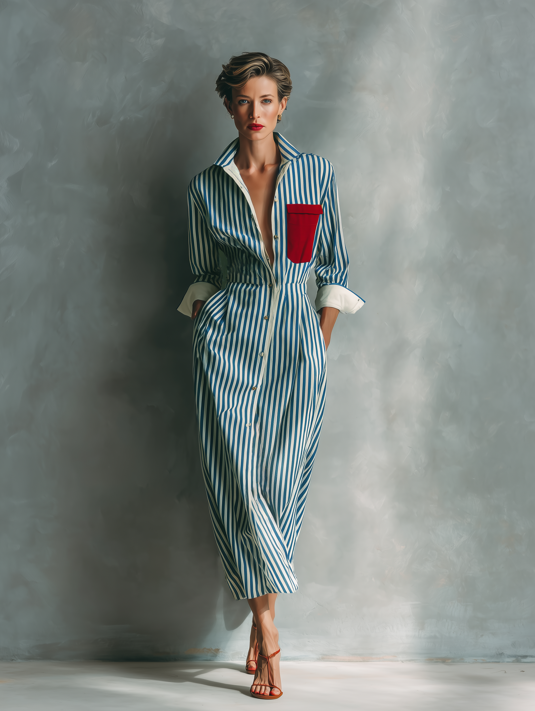Imani | Cotton-Blend Striped Shirt Dress