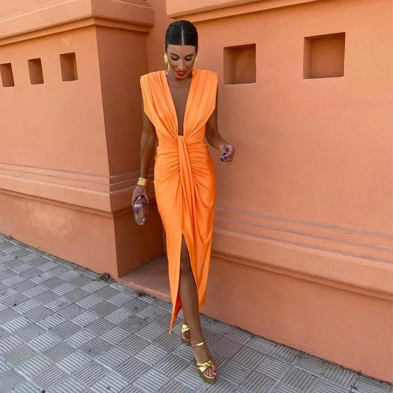 Selena | Fiery Draped Dress