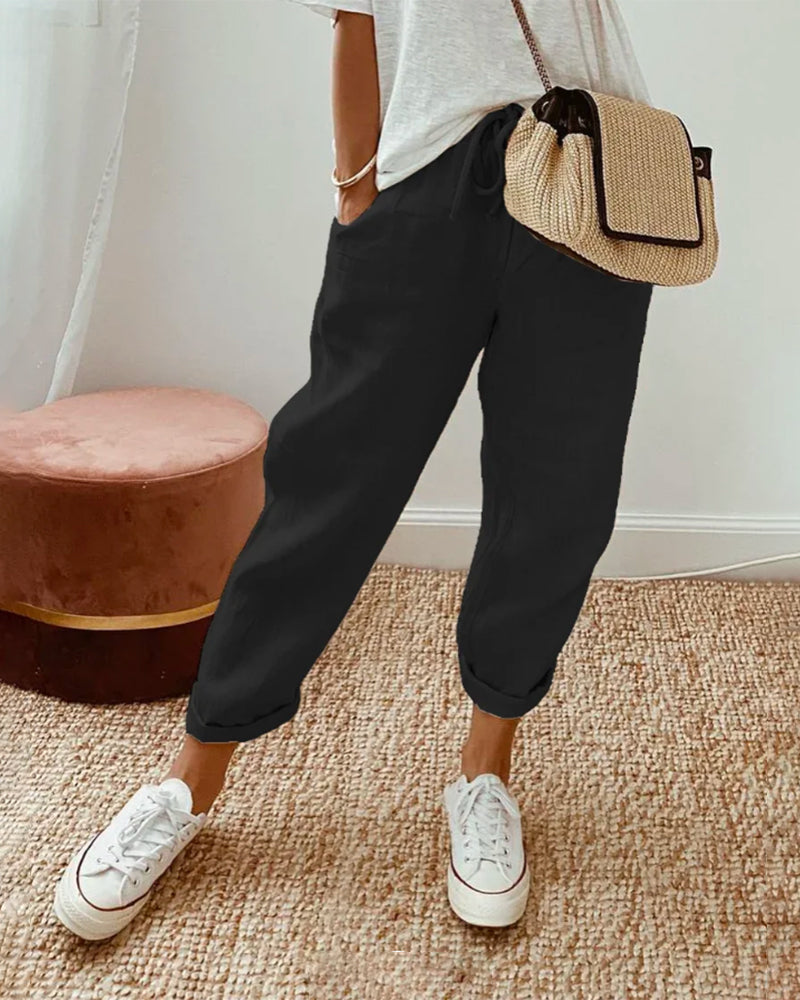 Maya | Cotton Mid-Waist Pants