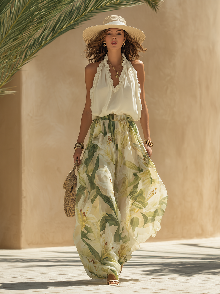 Nora | Fluid Two-Piece Set with Lily Print