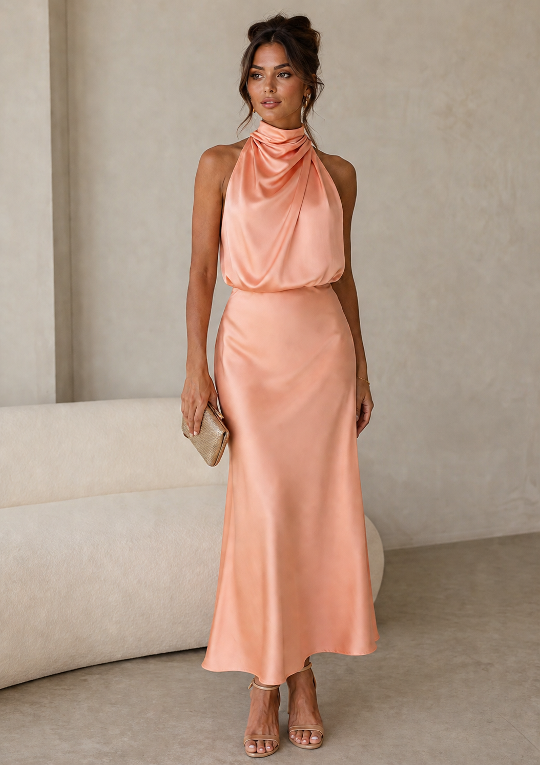Naomi | High-Neck Draped Maxi Dress