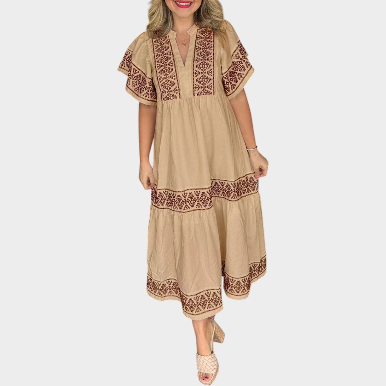 Harper | Embroidered Midi Dress