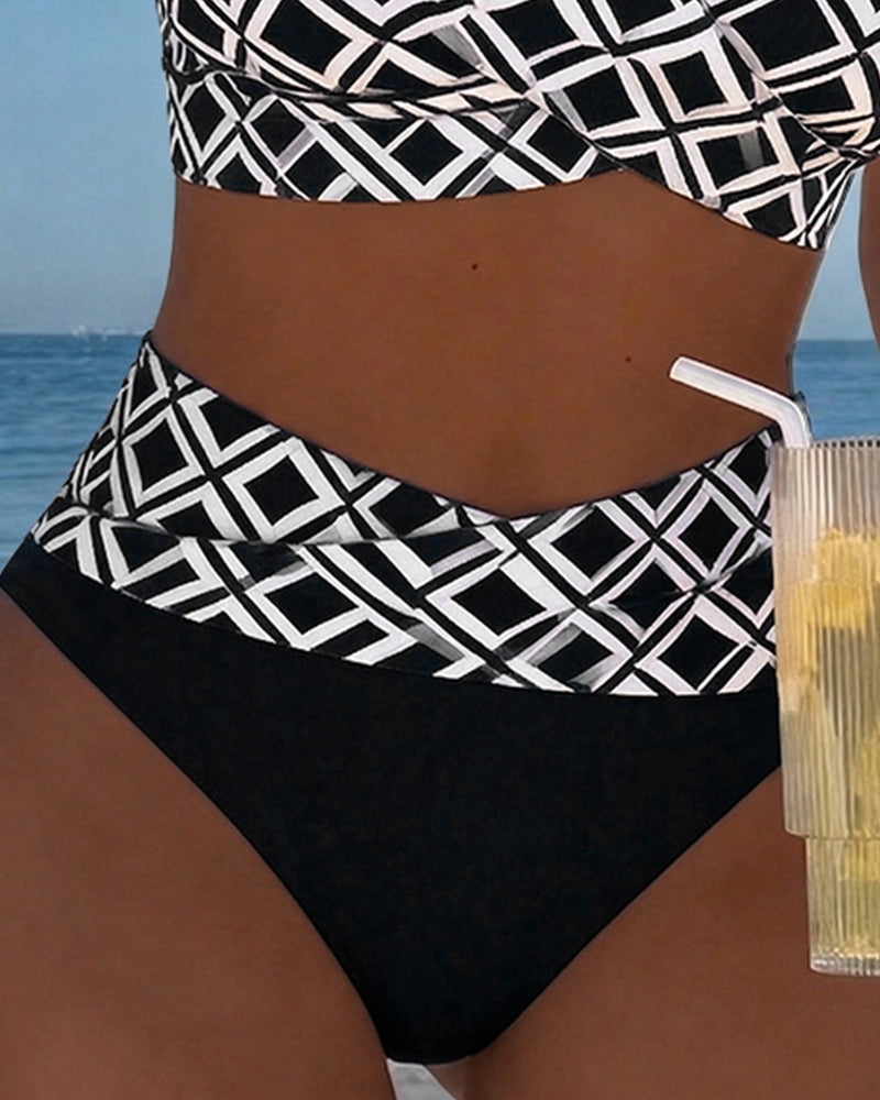 Nora | High-Waisted Diamond-Print Bikini