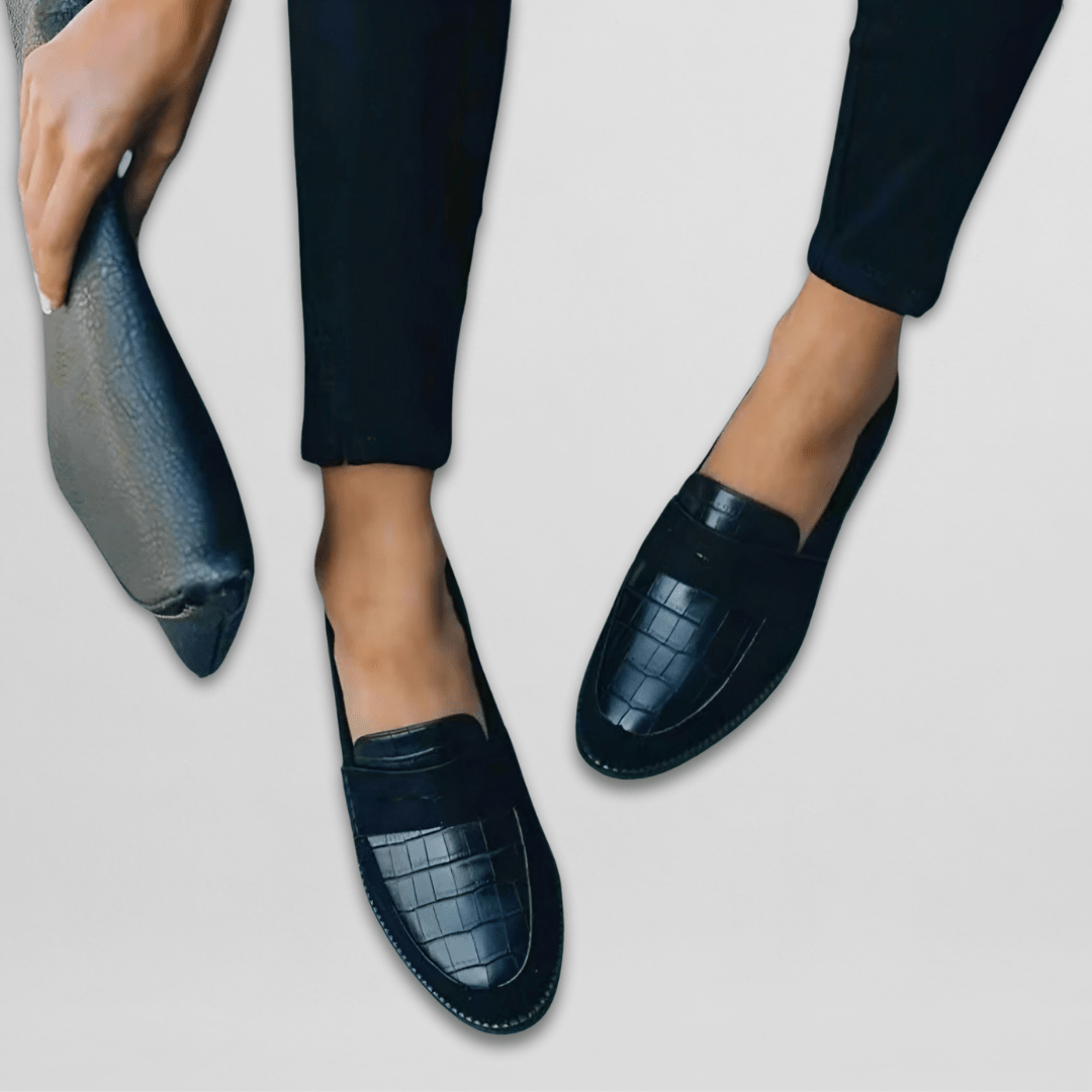 Handmade Croc-Embossed Leather Orthopedic Slippers