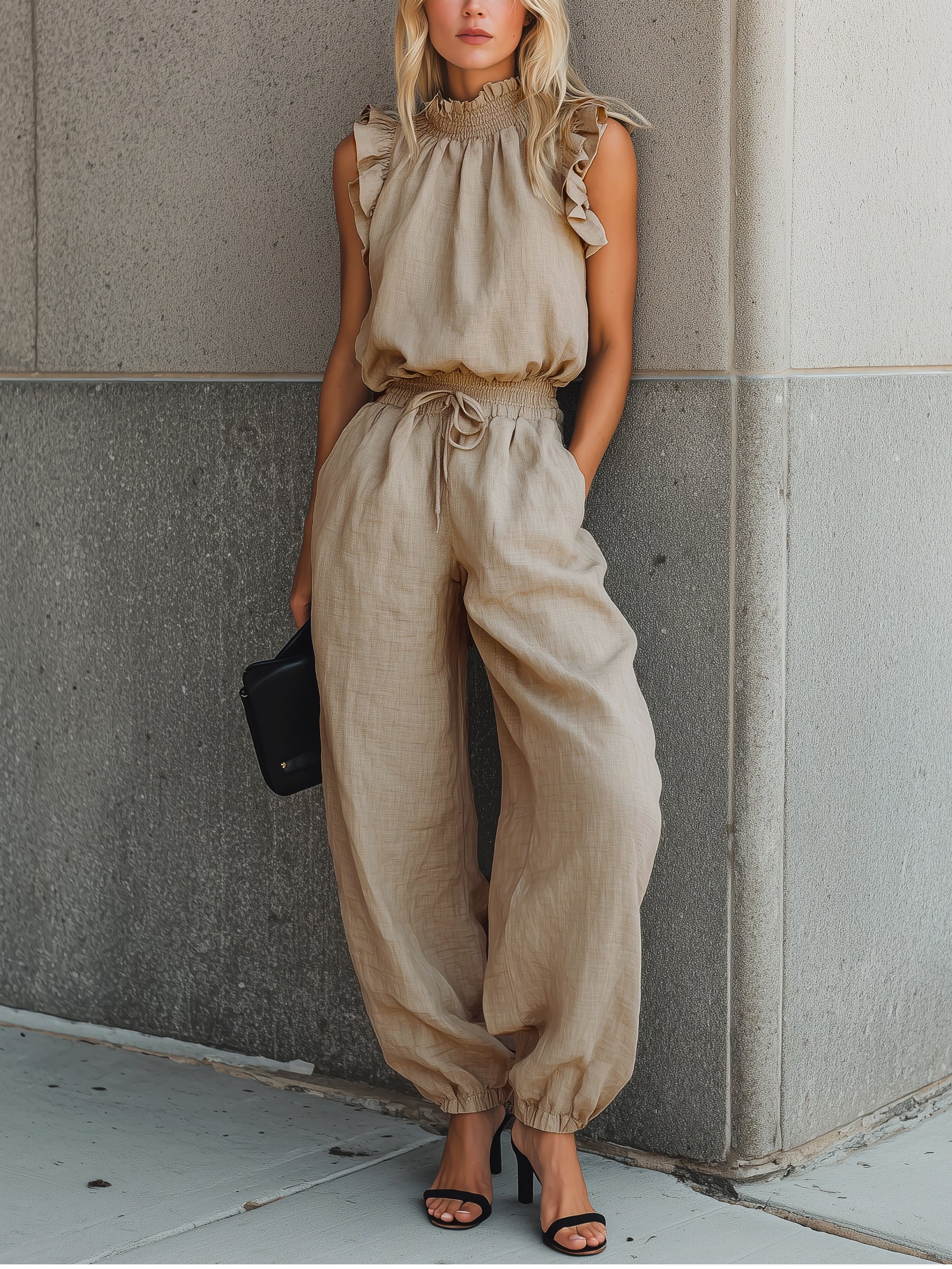Maya | Jumpsuit, Ruffle-Neck