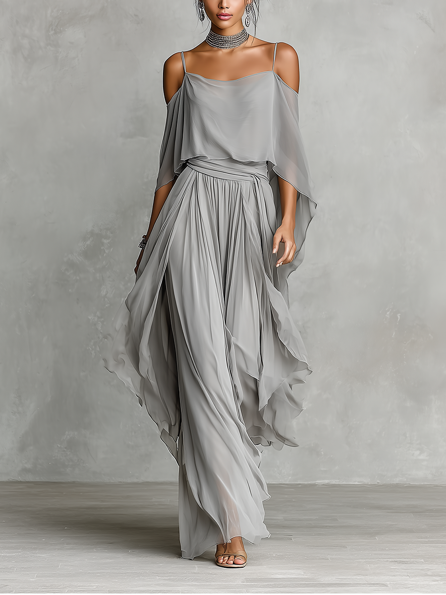 Imani | Chiffon Cold-Shoulder Set