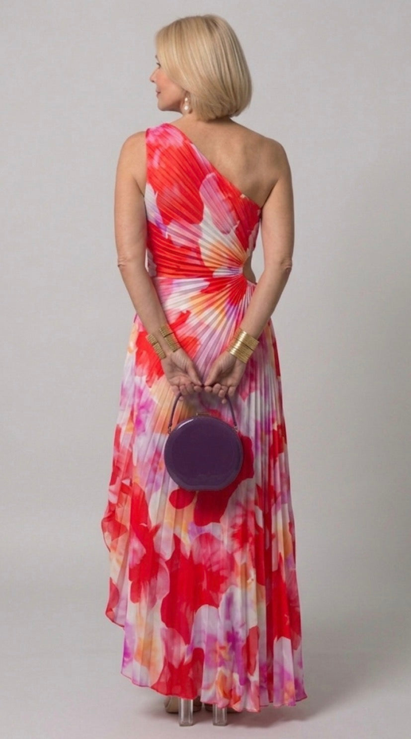 Asymmetric Pleated One-Shoulder Dress