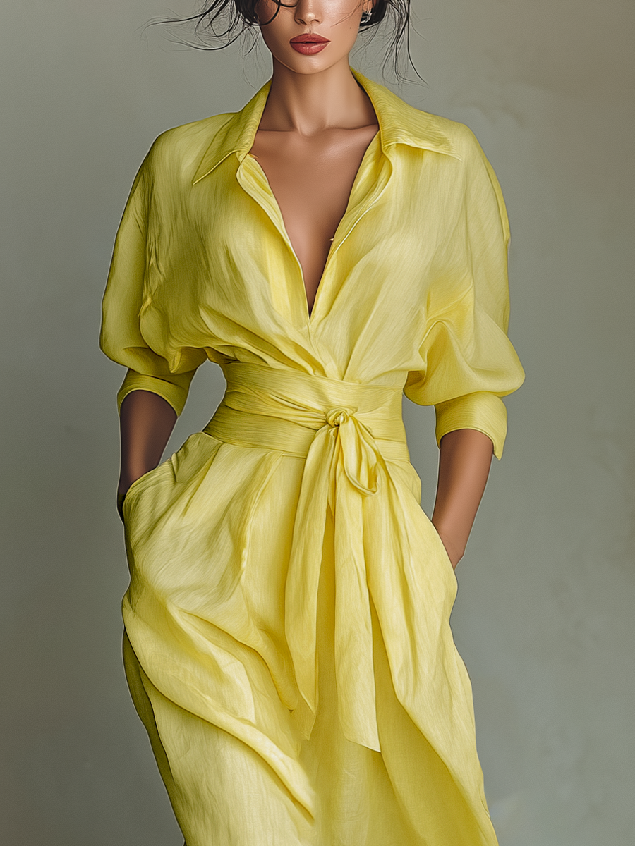 Elena | Cotton-Linen Maxi Shirt Dress