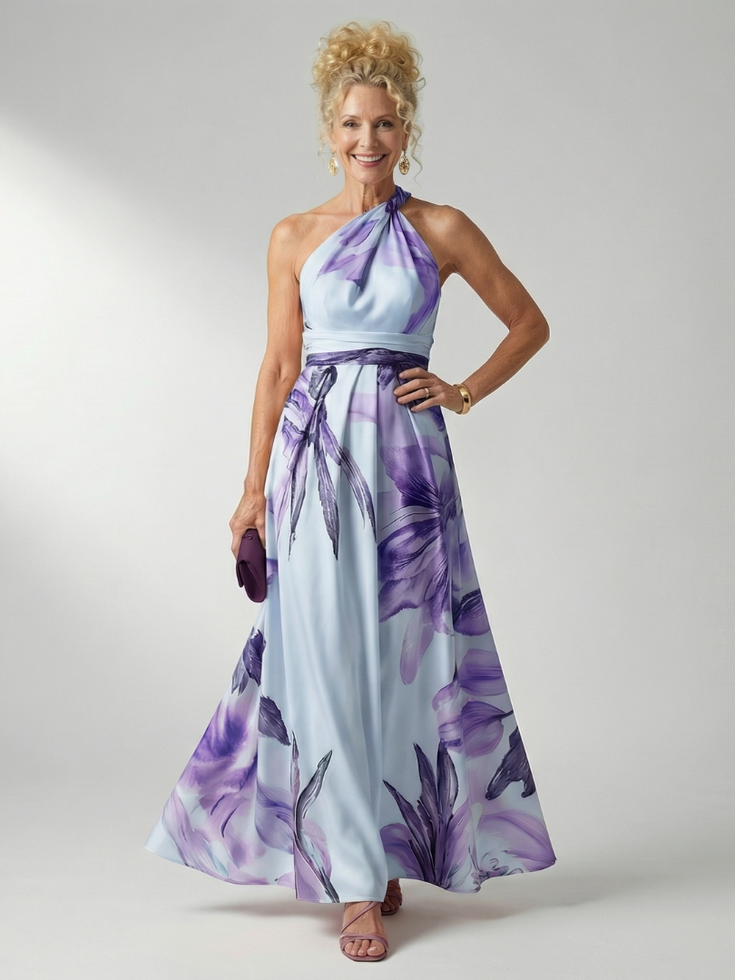 Camila | Halter Maxi Dress - Lightweight Floral