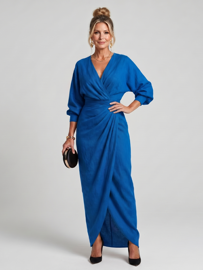 Monica | Long-Sleeve Wrap Midi Dress