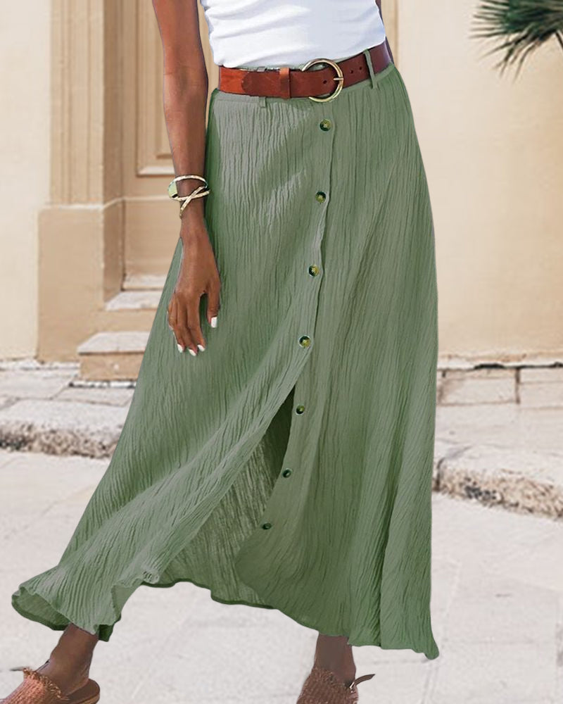Elena | Button-Front Fluid Skirt