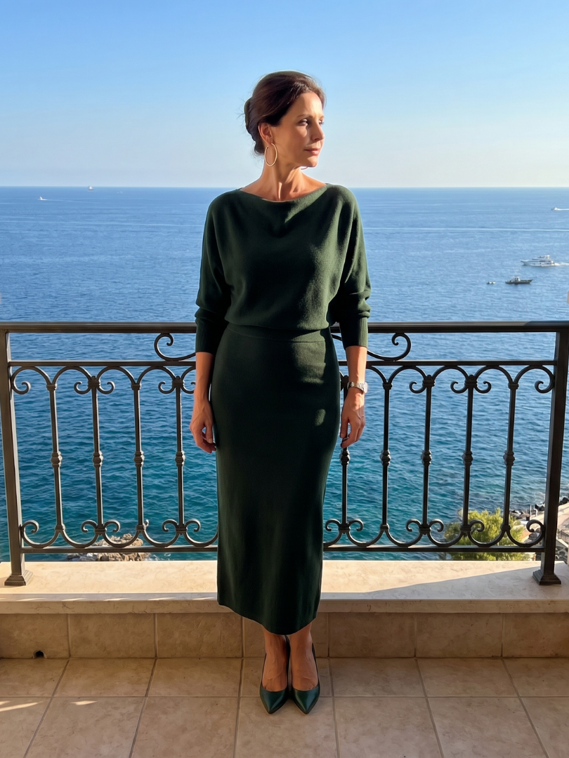 Harper | Midi Dress with Draped Neckline