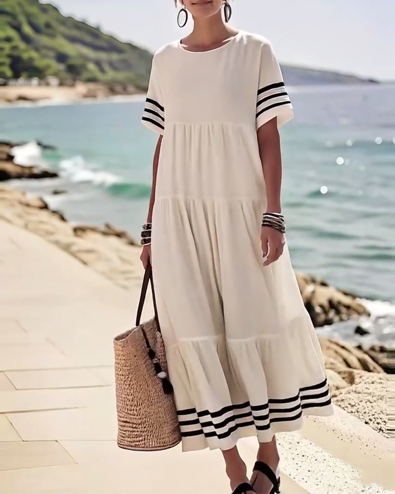 Sienna | Cotton-Blend Colorblock Midi Dress