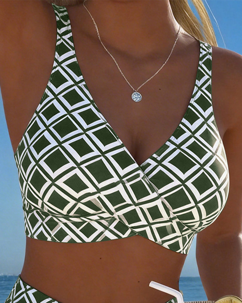 Nora | High-Waisted Diamond-Print Bikini