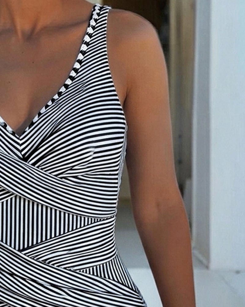 Brielle | One-Piece Swimsuit, Striped V-Neck