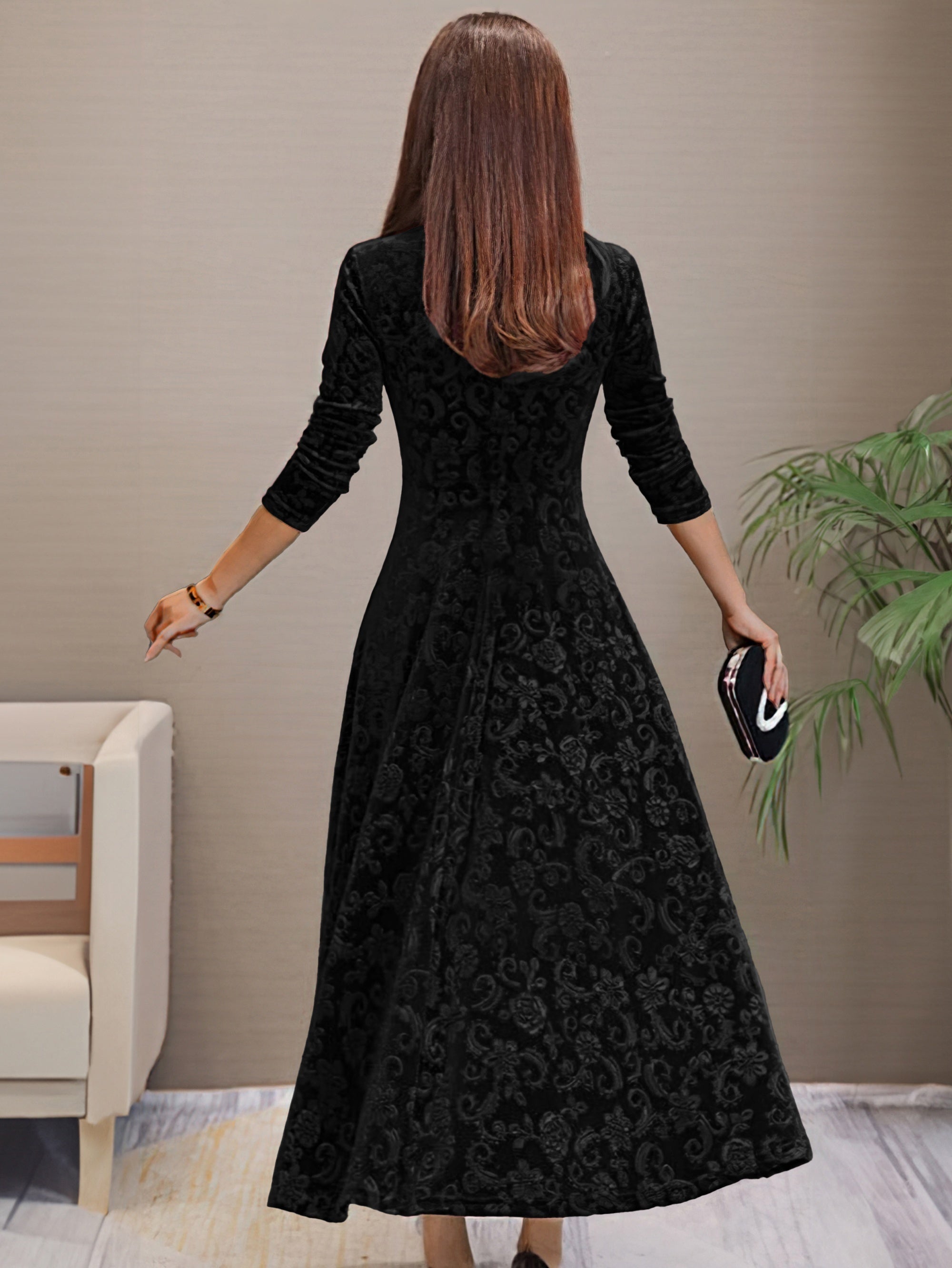 Velvet 3/4-Sleeve Dress