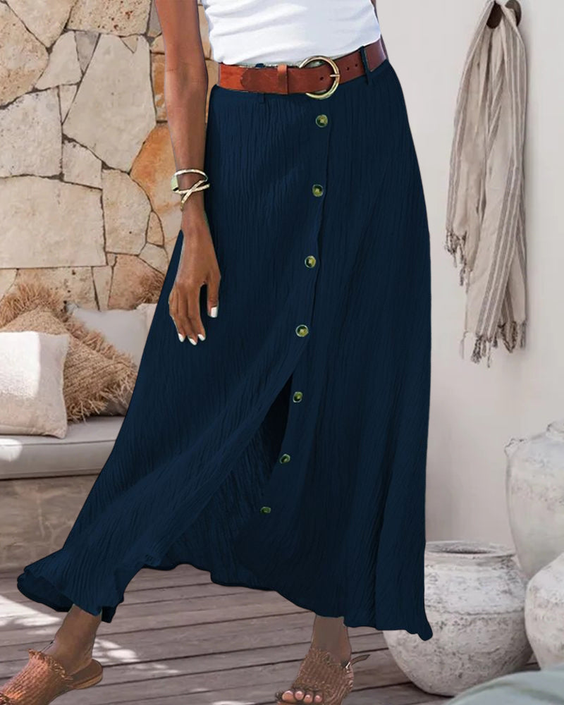 Elena | Button-Front Fluid Skirt
