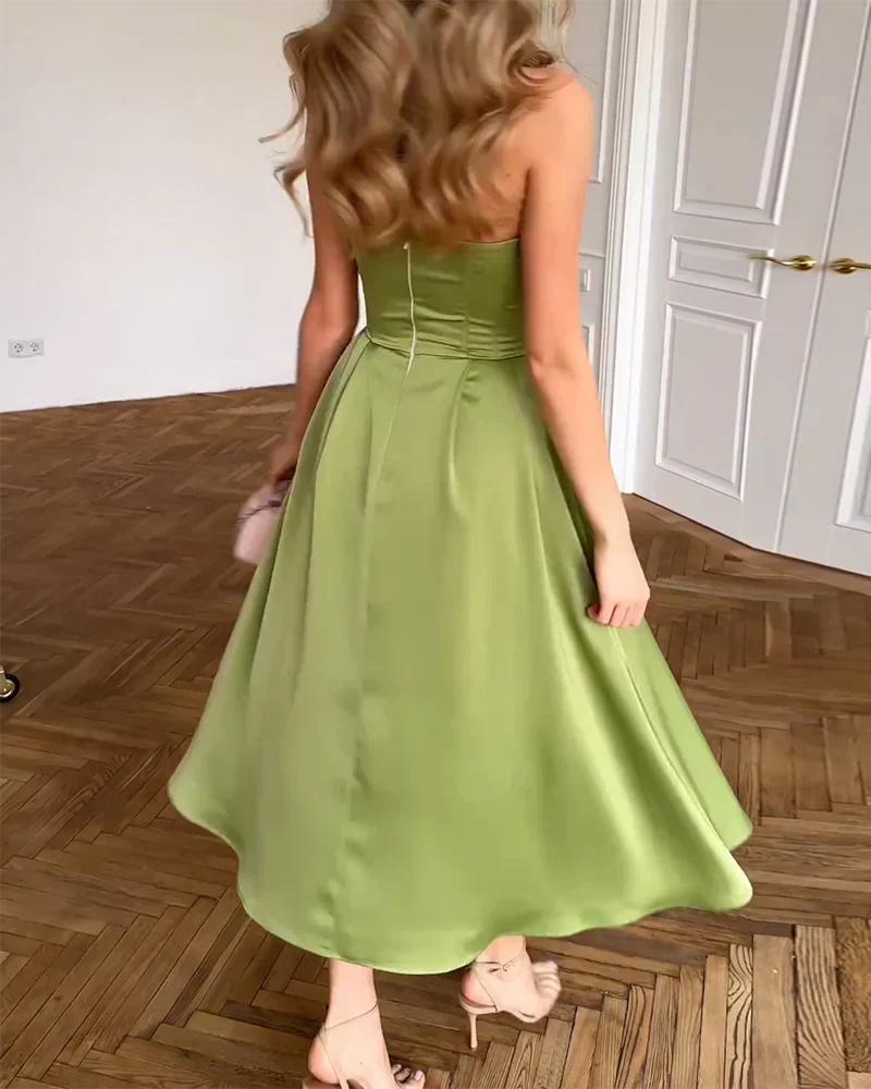 Liora | Elegant Midi Strapless Dress