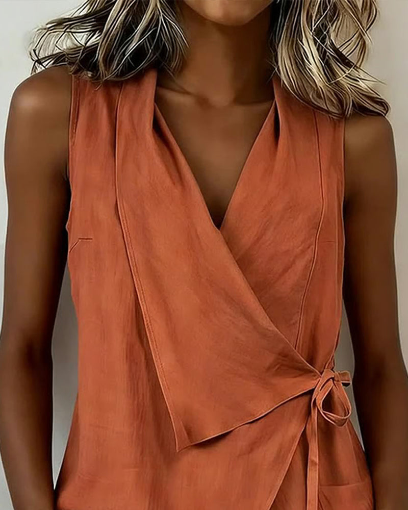 Harper | Cotton-Linen Tie-Front Tank