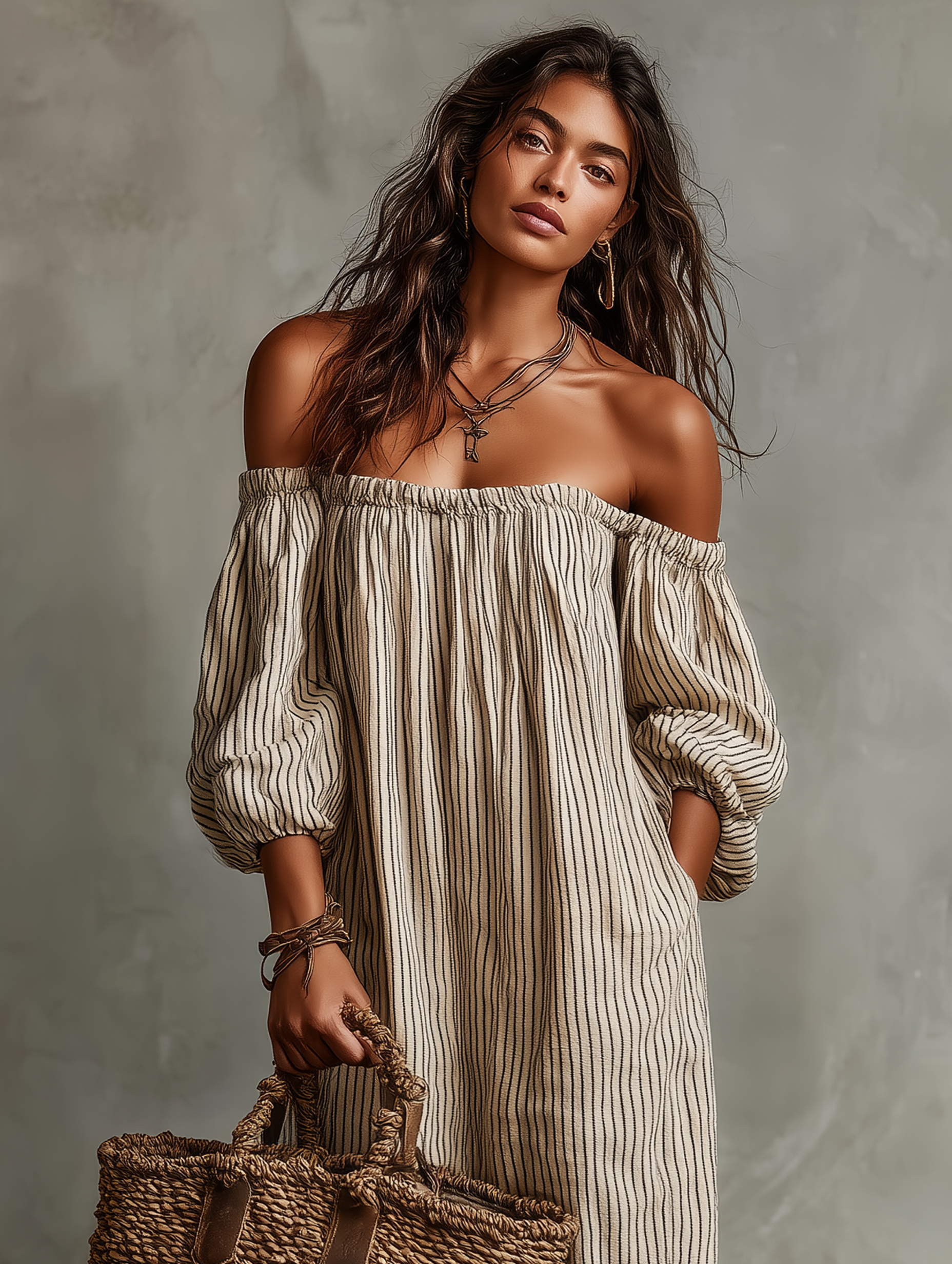 Elena | Long flowy dress with off-shoulder design