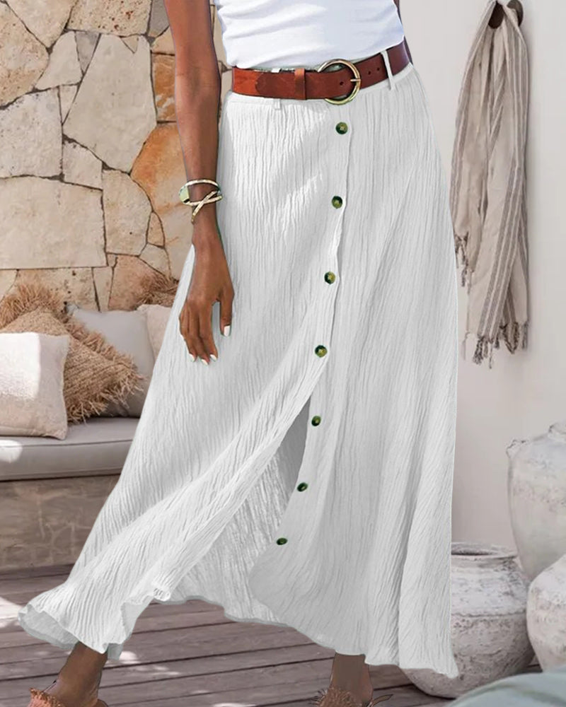 Elena | Button-Front Fluid Skirt