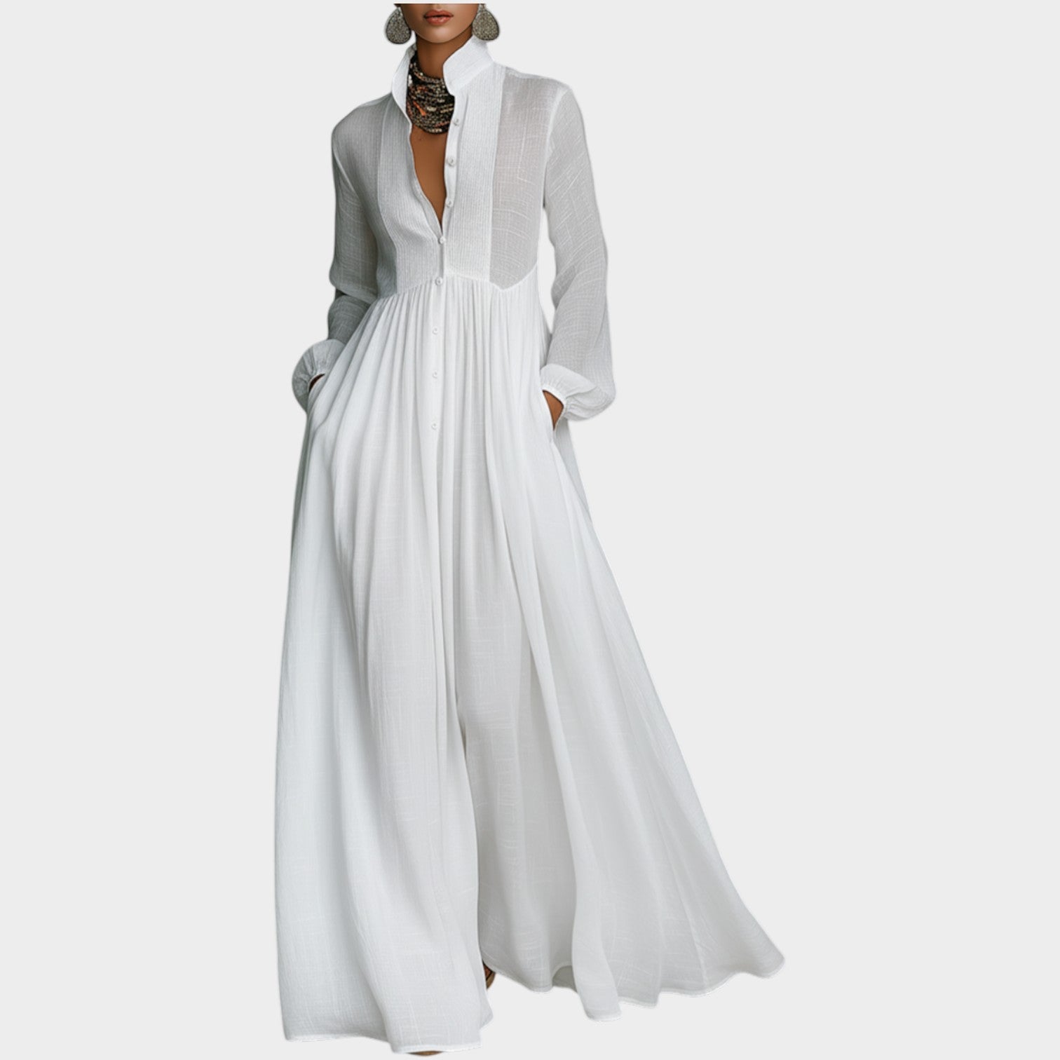 Madison | Button-Front Maxi Shirt Dress