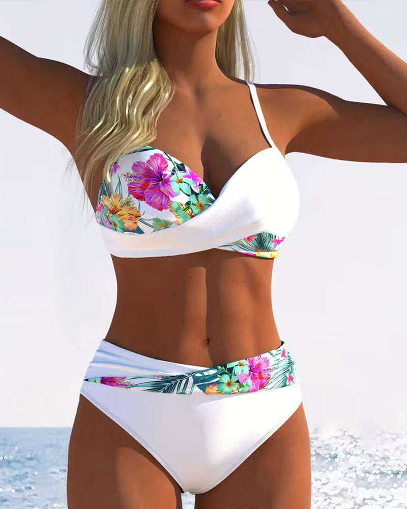 Sierra | Bralette Bikini, Colorblock Print